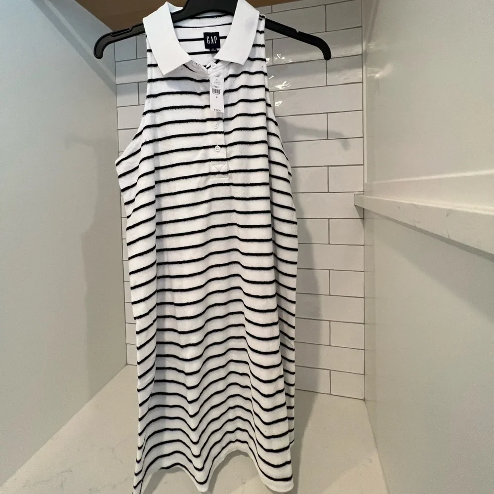 NWT. GAP. Women’s Towel Terry Halter Polo Dress. Great swim coverup. Nautical. - Picture 8 of 14